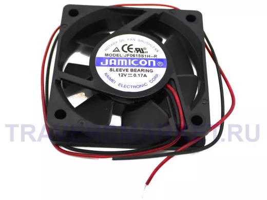 Вентилятор  +12В;   60х60х10мм;   0,17А  "Jamicon" (скольжение, 4500об/мин)  JF0615S1H--R