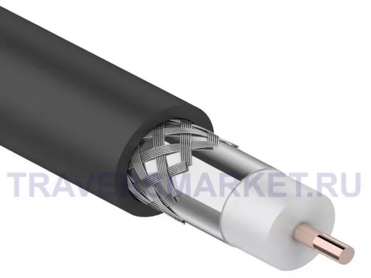 RG-11U (75 Ом), CCS/Al/Al 83 % кабель коаксиальный 75 Ом, (бухта 305 м) черный (OUTDOOR) REXANT