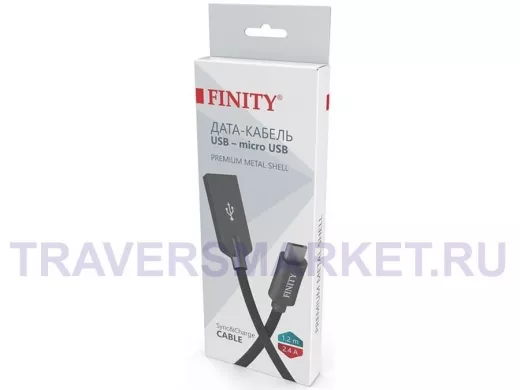 Кабель микро USB (AM/microBM)  1.2 м FINITY FUM-07 Premium Series, круглый, 2.4A,  цвет: черный