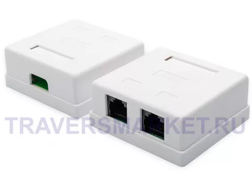 Розетка для витой пары 8р8c 2порта UTP (RG-45) 5 кат. накладная тип 110
