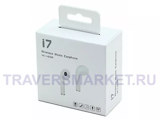Bluetooth наушники с микрофоном (гарнитура)  TWS i7 V4.1+EDR  Bluetooth (1 правый), белые