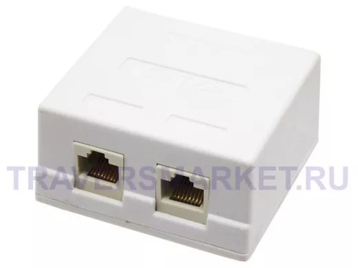 Розетка для витой пары 8р8c 2порта UTP 5  кат. накладная  2 порта BP030 (на блистере)