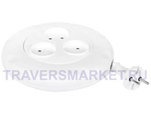 Сетевой удлинитель  Smartbuy  3 гнезда 3 метра 10А/2,2кВт, б/з, круглый, белый (SBE-10-3-03-W)