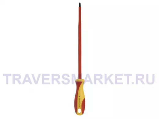 Отвертка диэлектрическая крестовая PH2x175, до 1000В, VDE, прорез.ручка, серт. испыт.