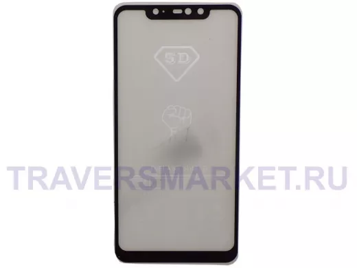 Стекло защитное Xiaomi Redmi Note 6 Pro, 5D, чёрное, тех.пак.