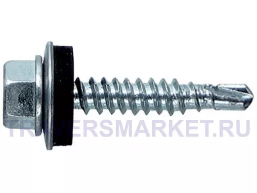 Саморезы 6,3х 19 кровельные, сверло, цинк, с шайбой, к металлическим профилям (3500шт)  7,44