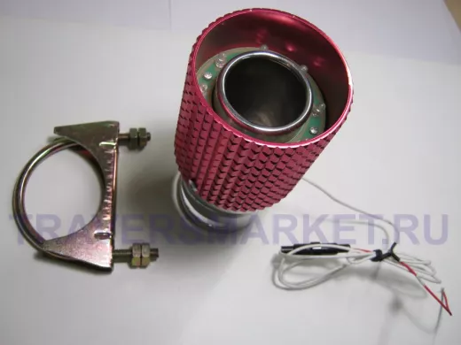 Насадка на глушитель 228L с синей подсветкой вставка красная