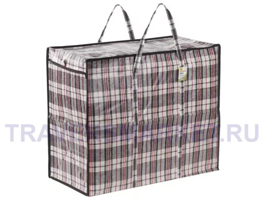 Хозяйственная сумка-баул, полипропилен, 60*50*30см,90 литров, черно-красная, 150г/м2