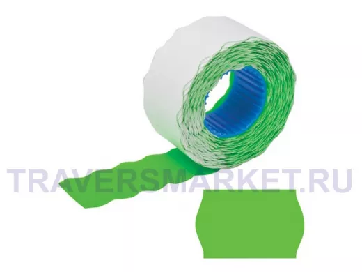 Этикет-лента 26*16мм волна, зеленая, КОМПЛЕКТ 5 рулонов по 800 шт. 