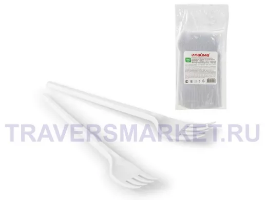 Одноразовые вилки 165мм, КОМПЛЕКТ 100шт., ЭТАЛОН, пластиковые 