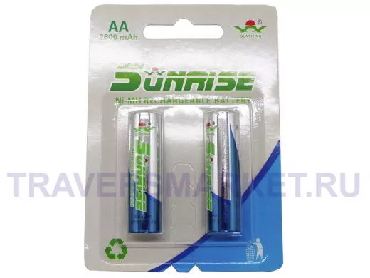 Аккумулятор AA 2600 mAh 1,2В  SUNRISING Ni-Mh 1.2 В AA 2600 мАч, в блистере