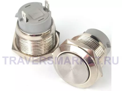 Кнопка с фиксациией, металл 19мм.