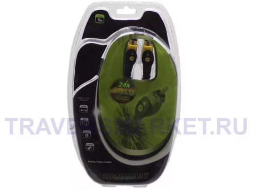 Шнур SVHS-SVHS (круглый кабель 5 mm, Gold) 3м Signalogy(на блистере) 4pin