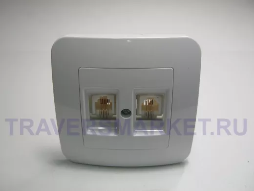 Розетка телефонная TF двойная, белая, серии MAKEL Lillium N