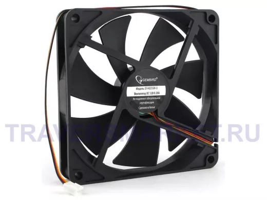 Вентилятор  +12В;  140х140х25мм;   Gembird, втулка, 3 pin, провод 40 см