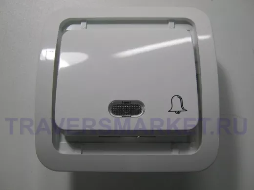 Кнопка звонка, белая, с подстветкой, без вставки, серии MAKEL Mimoza