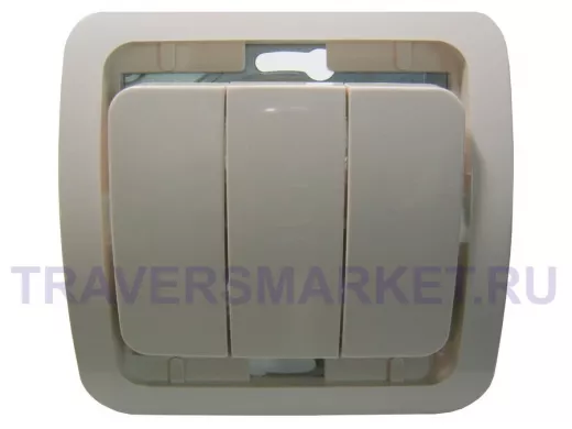 Выключатель  без вставки, 3 клавиши,  кремовый,  MAKEL Mimoza 32091