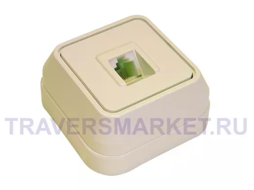 Розетка телефонная TF, кремовая, накладная, серии MAKEL