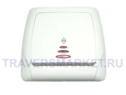 Выключатель  с подсветкой, 1 клавиша,  проходной,  белый,  Vi-ko Carmen 561063