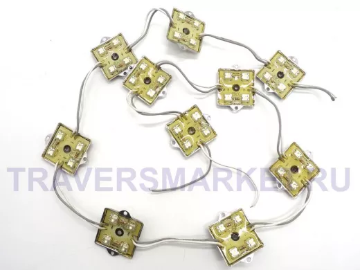 LED модуль 37x37x5мм, 4 светодиода piranha с линзой 120,  RGB (141-329) (цена за 1модуль)